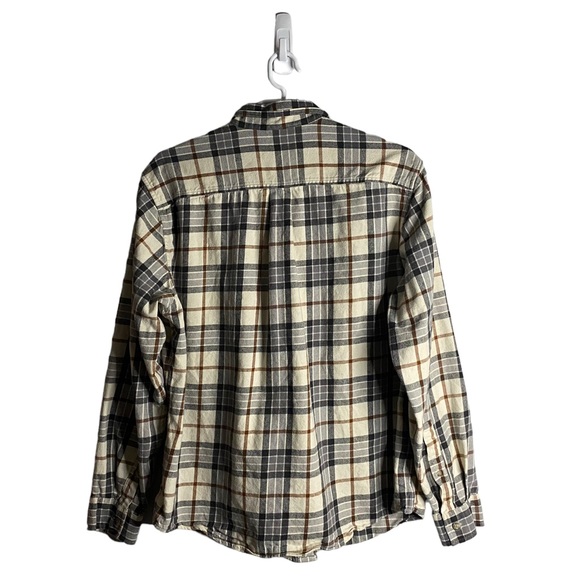 Eddie Bauer Men's Cream Plaid Button-Down Flannel Shirt - Picture 9 of 9